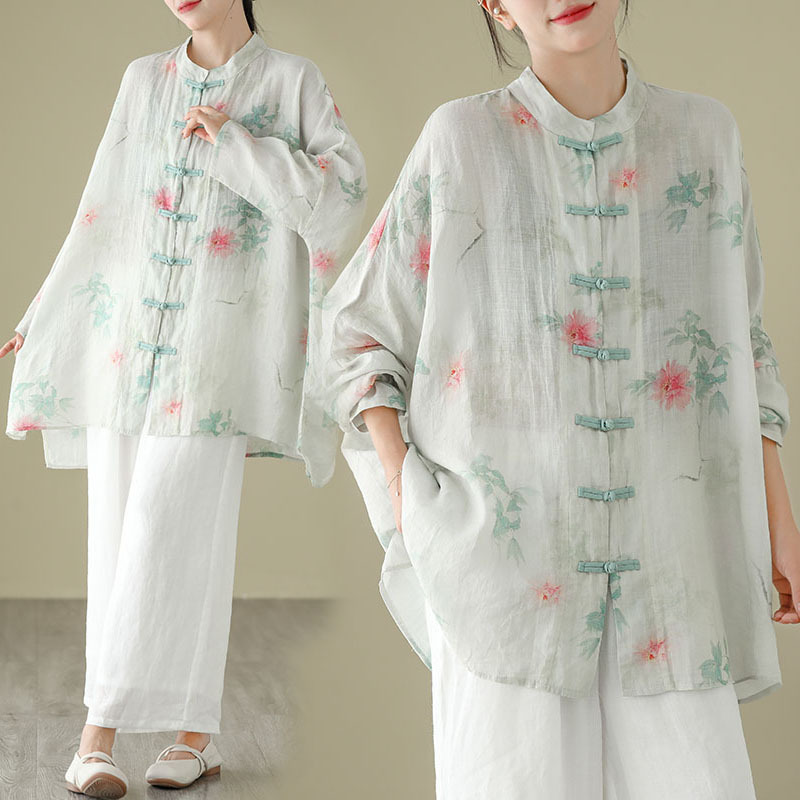 “春意” 燒花工藝超柔新中式輕國風Oversized罩衫 main image 0